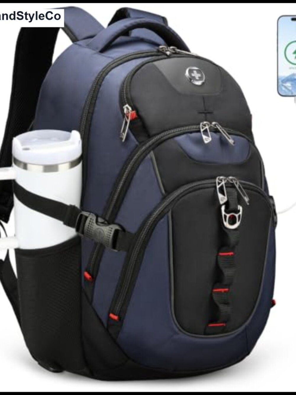 Swissdigital Travel Laptop Backpack for Men USB Type-C RFID Protection 31L